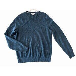 Piattelli Barneys New York Men’s 100% Cashmere V-Neck Sweater Size L Blue Teal